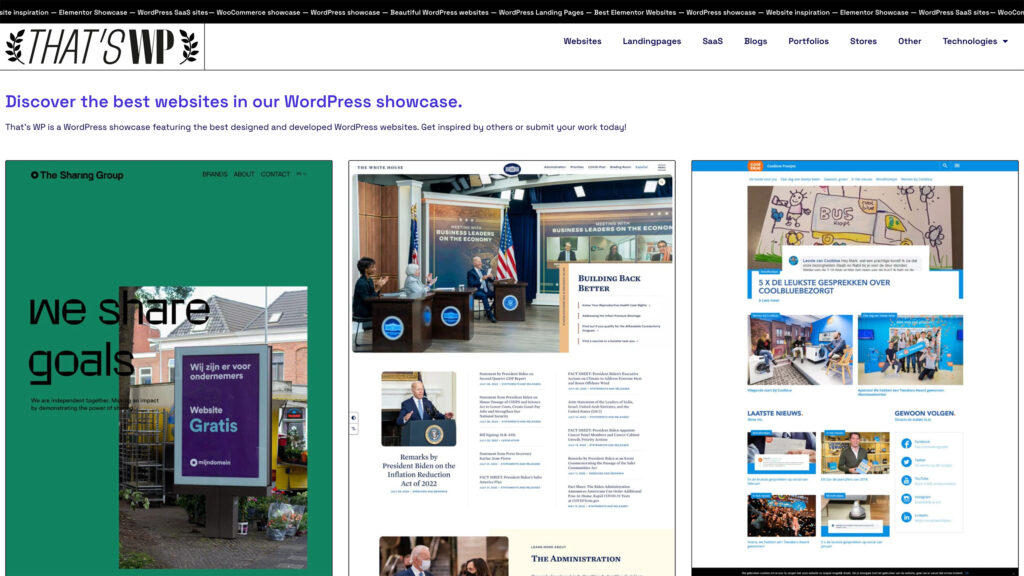 WordPress showcase website